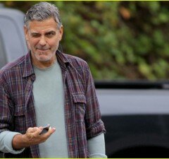 *EXCLUSIVE* George Clooney has a blast on the set of "Tomorrowland" **NO Canada**